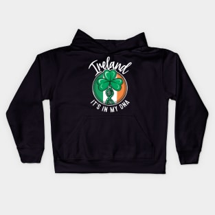 Ireland - It's in my DNA. Irish shamrock with a DNA strand on the flag of Ireland design Kids Hoodie